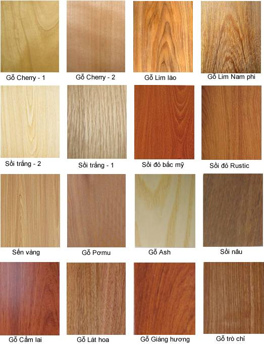 Bảng màu một số loại bột trét gỗ