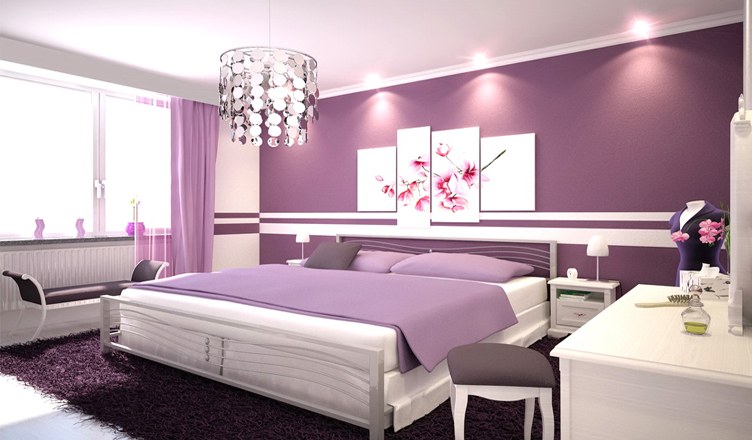Phòng ngủ hồng tím thật ngọt ngào