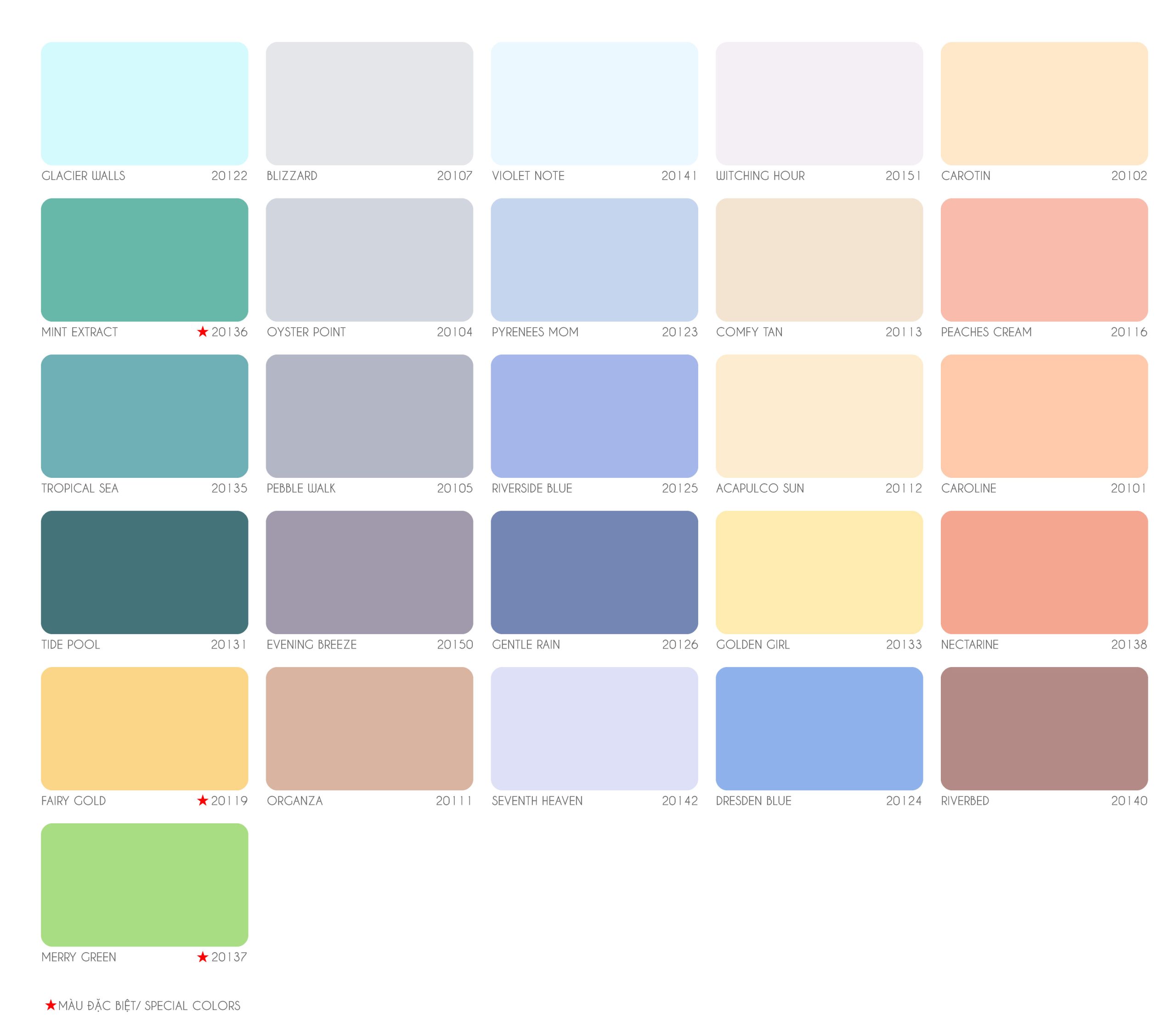 Bảng màu sơn Joton atom super dạng nước ngoại thất