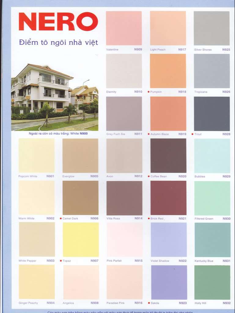 Bảng màu sơn nội thất Nero